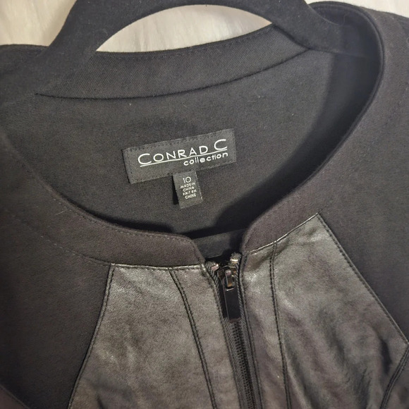 Conrad C Collection Classic Faux Leather Paneled Bomber Zip Up (NWOT) - Picture 5 of 7
